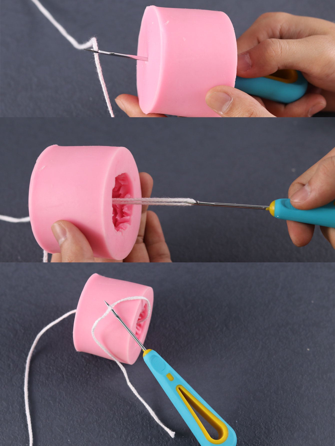 Passador de Pavio/Agulha de perfuração para moldes de silicone - Velas