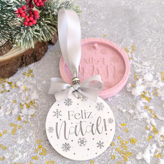 NA127MS- Molde em silicone -Feliz Natal “flocos”