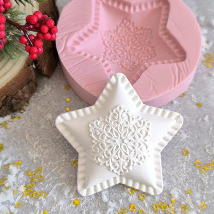 NA126MS -Molde em silicone -Estrela “”floco””