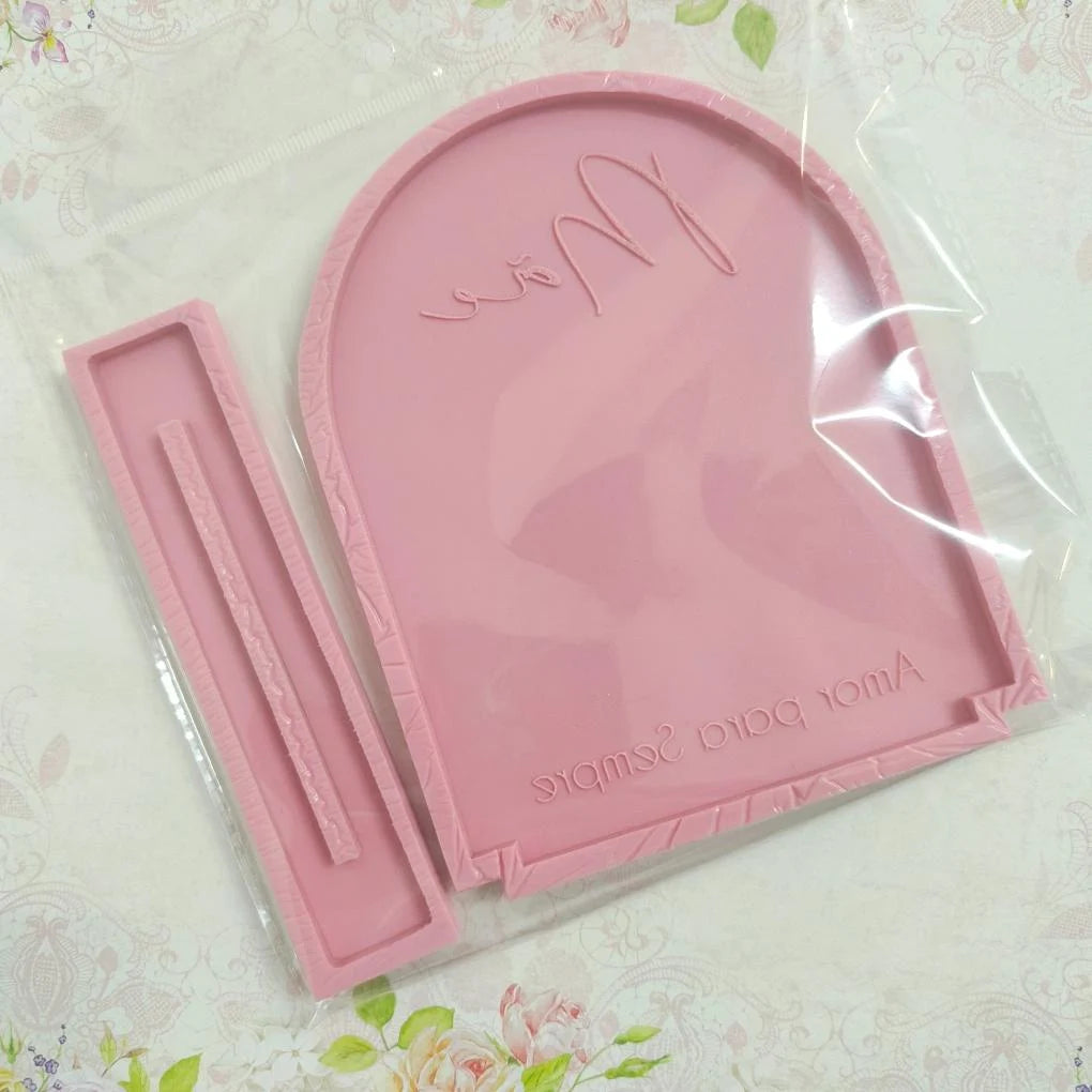 MF100MS- Molde em silicone – Placa com base- Mãe amor para sempre