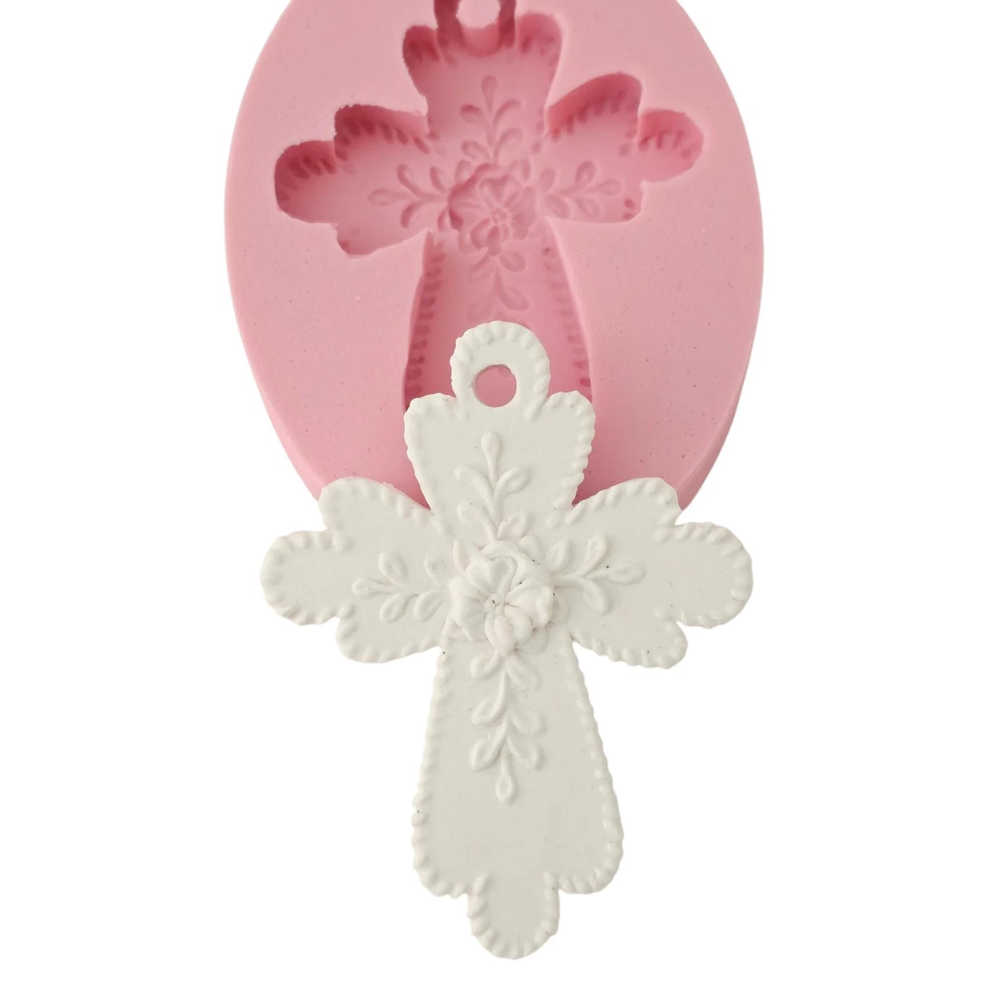 MF022-Molde em silicone – Cruz com flor