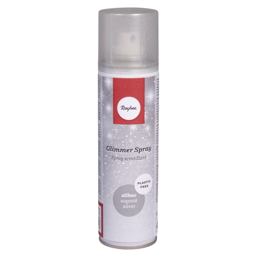 Rayher –spray de glitter, prata sem plástico, à base de água, lata de 150 ml