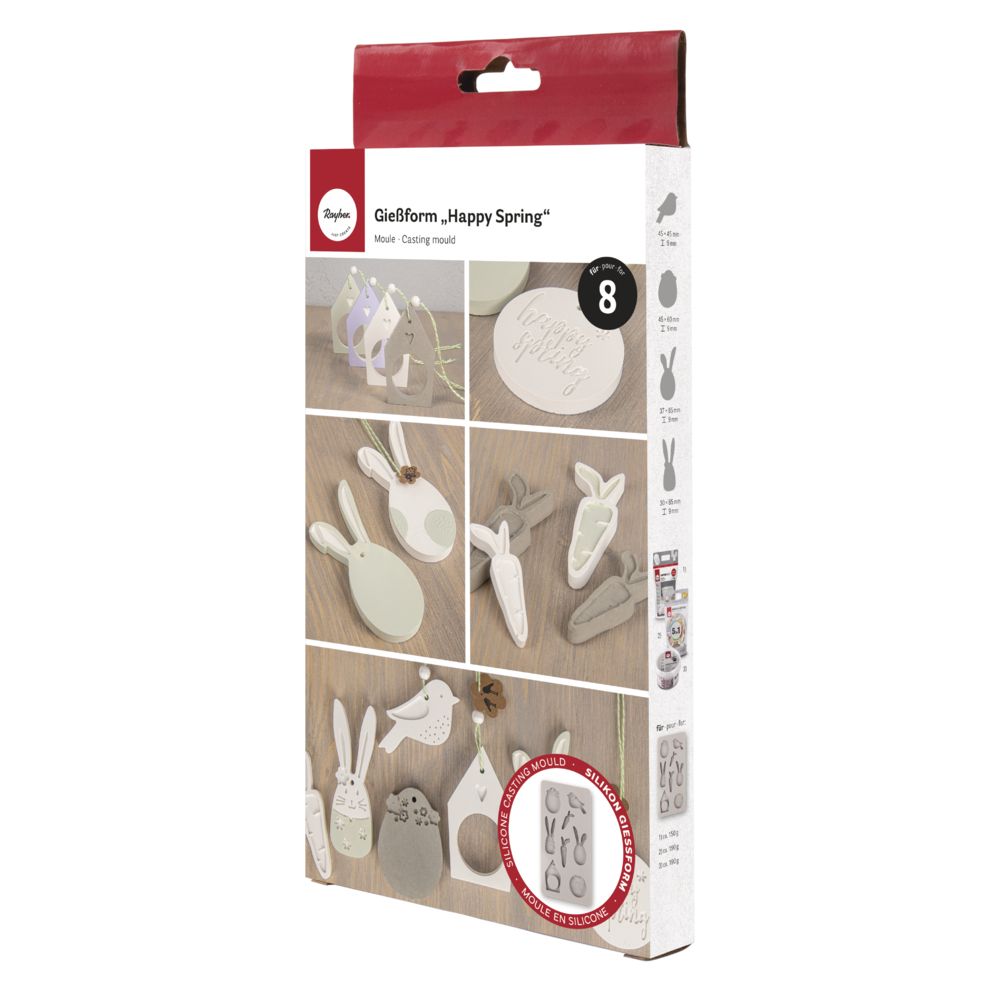 Rayher - Molde de Silicone Feliz Primavera 14,5x26x1cm, 8 formas, caixa 1 peça