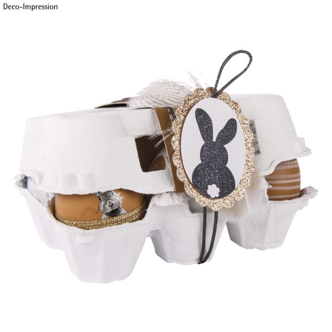 Conjunto de ovos de plástico castanho/branco, 6cm ø RAYHER