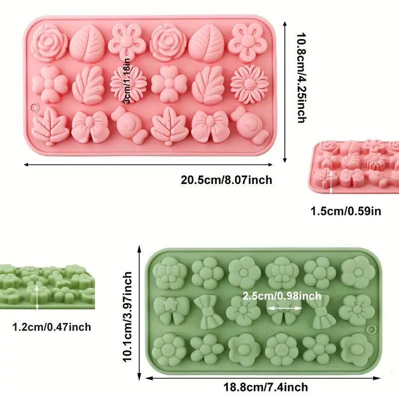 FC016MS - Molde 18 Cavidades- flores, folhas e laços