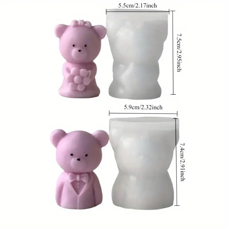 AN120MS - Molde 2 Peças Urso Romântico