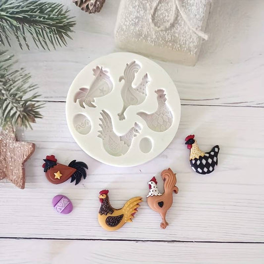 AN114MS - Molde Silicone Galinha e ovos