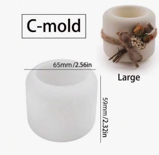 BP053MS - Molde de silicone Castiçal listato/Liso - Grande/Pequeno 1 unidade