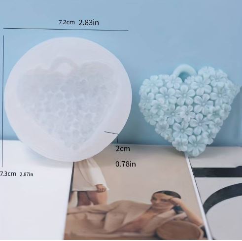 CA025MS - Molde pingente Coração texturizado flor