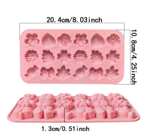 FC069MS - Molde 18 cavidades - Variados - Flores e Folhas