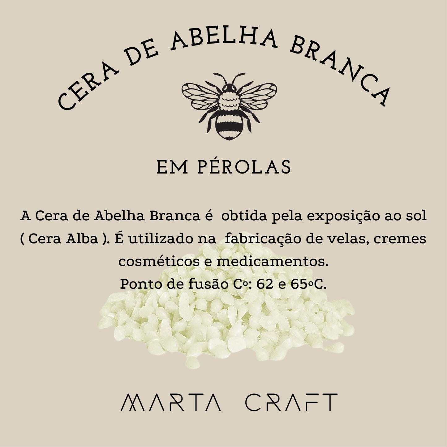 Cera de Abelha Branca, APF, 100% Natural