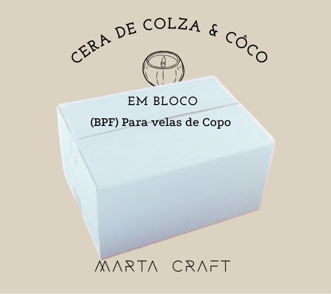 Cera de Colza com Coco (Bloco) - P/ Velas Recipiente - PFMB