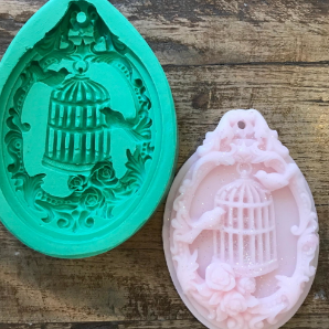 D076MS - Molde de Silicone Pingente Gaiola