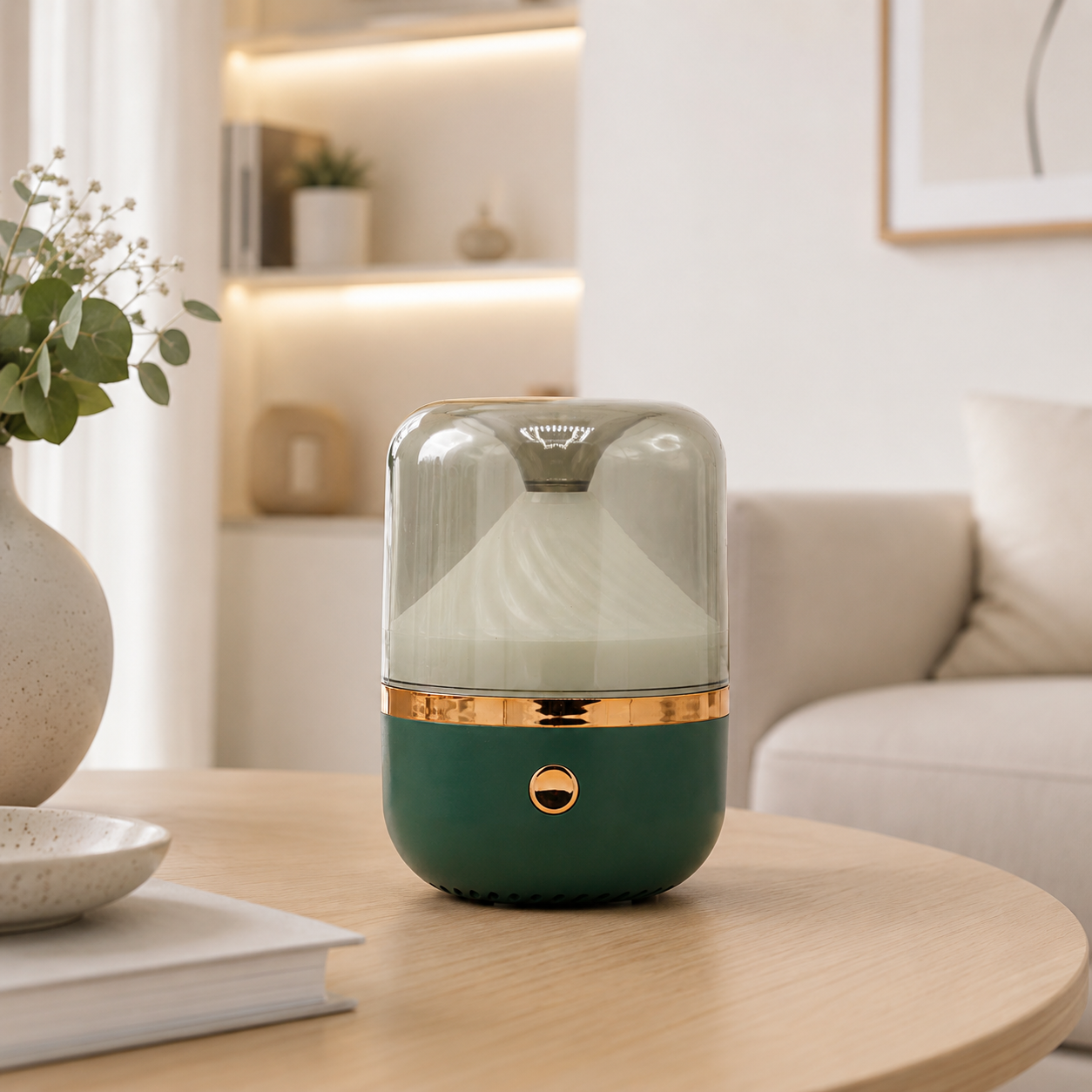 Difusor de Aroma Urbano Verde e Bronze - USB - Mudança de Cor
