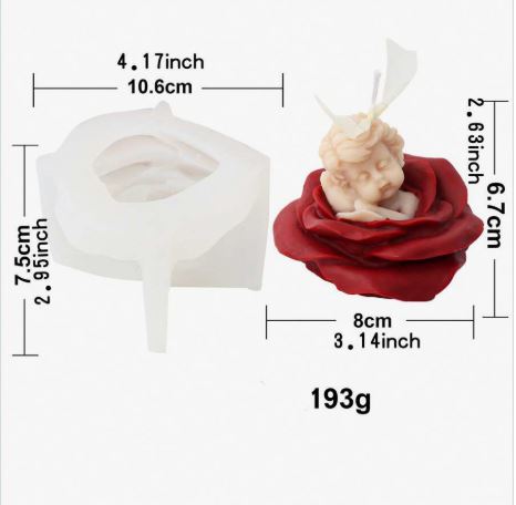 F076MS- Molde Flor Rosa Anjo