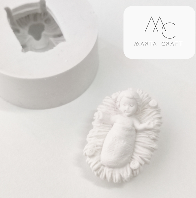 NA044MS - Molde Menino Jesus ternurento em manjedoura /3D