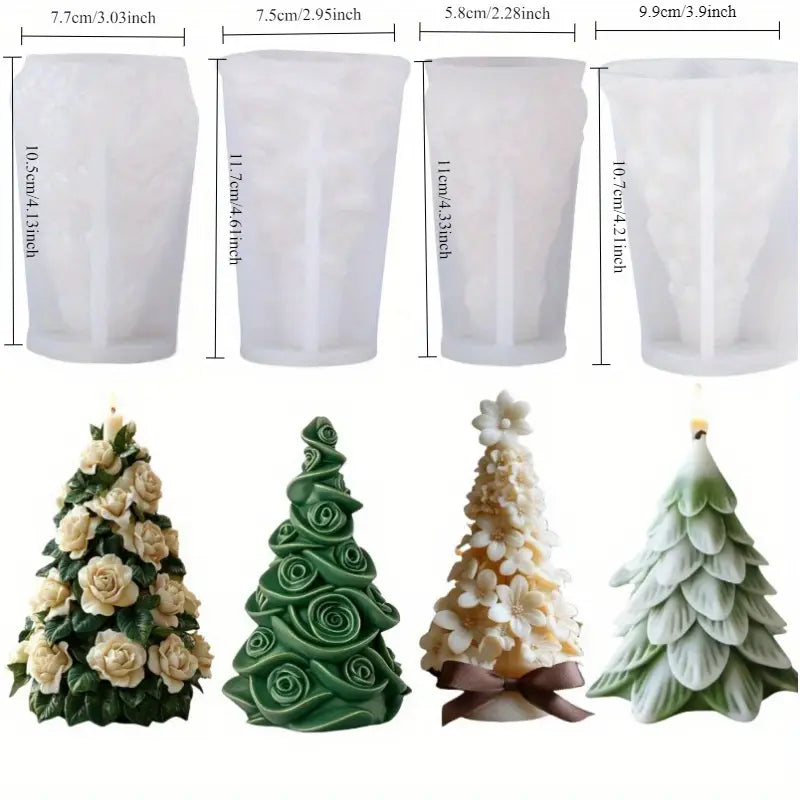 NA109MS - Molde Silicone Conj. 4 Árvores de Natal