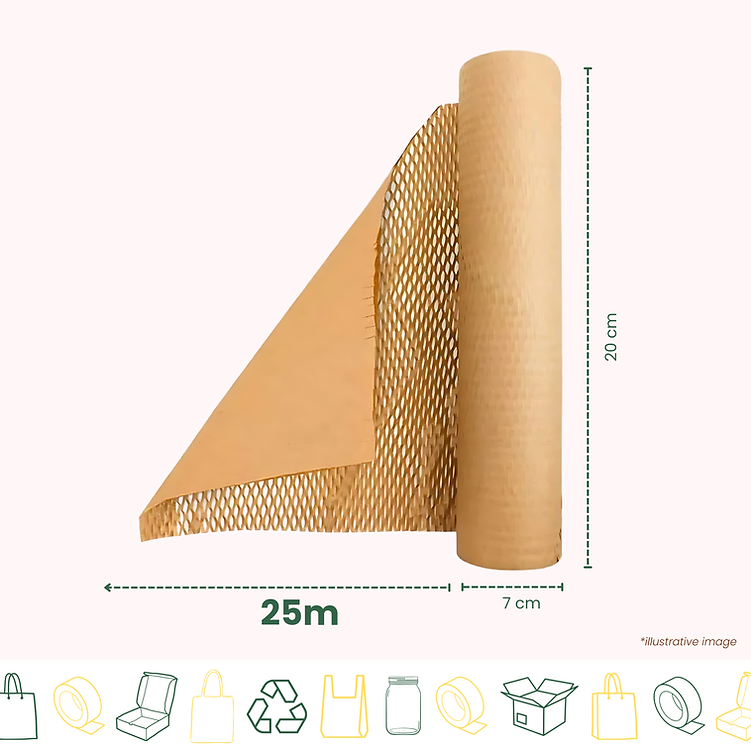 Rolo de Papel Kraft Favo 20cm x 25mts