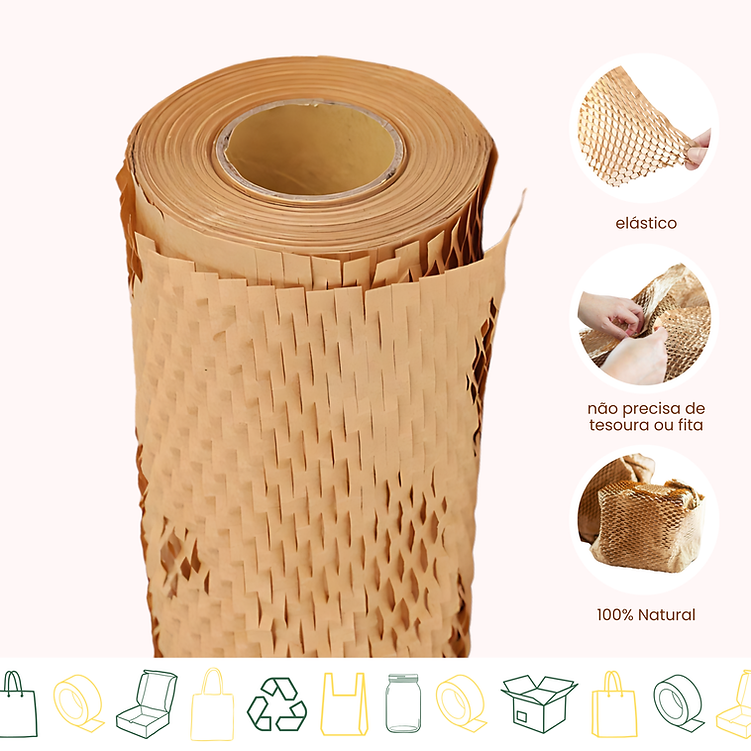 Rolo de Papel Kraft Favo 20cm x 25mts