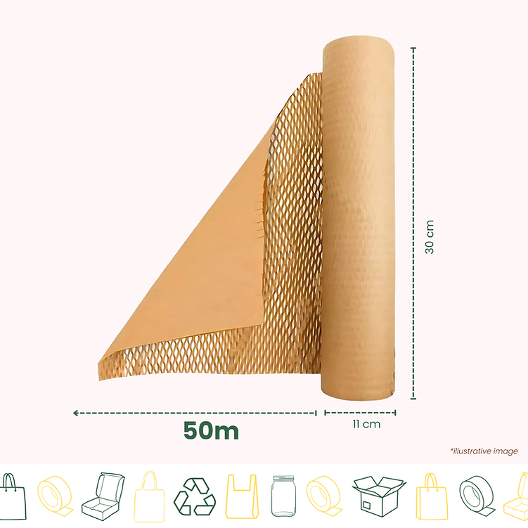 Rolo de Papel Kraft Favo 30cm x 50mts