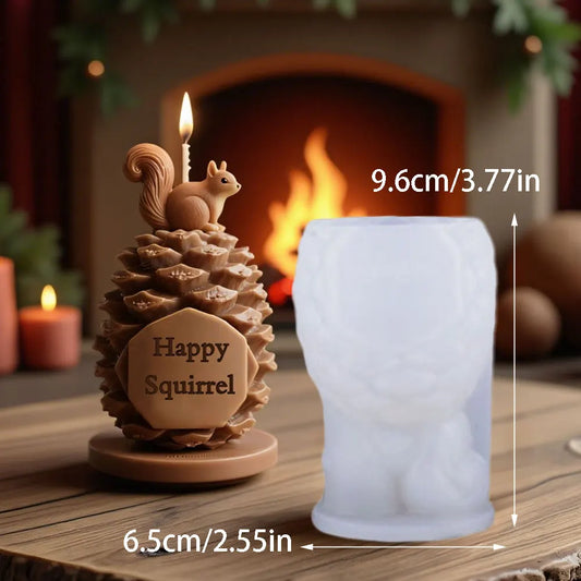 NA035MS- Molde pinha com esquilo 3D vela