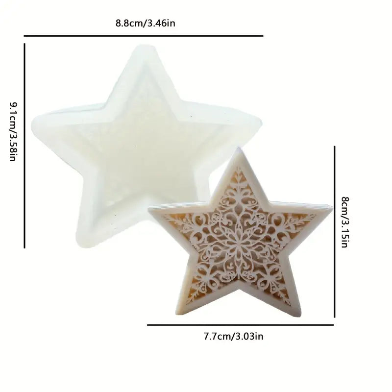 V031MS- Molde Silicone Vela Estrela 3D Intrincado Renda