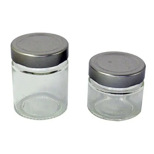 Boião Vidro - Frasco DELUXE Vidro 106ML/ 212ML/314ML + Tampa Alta Prateada