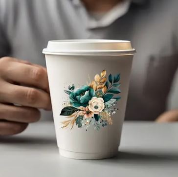AT070 - Conjunto de 8 peças de autocolantes UV DTF flores fundo Branco