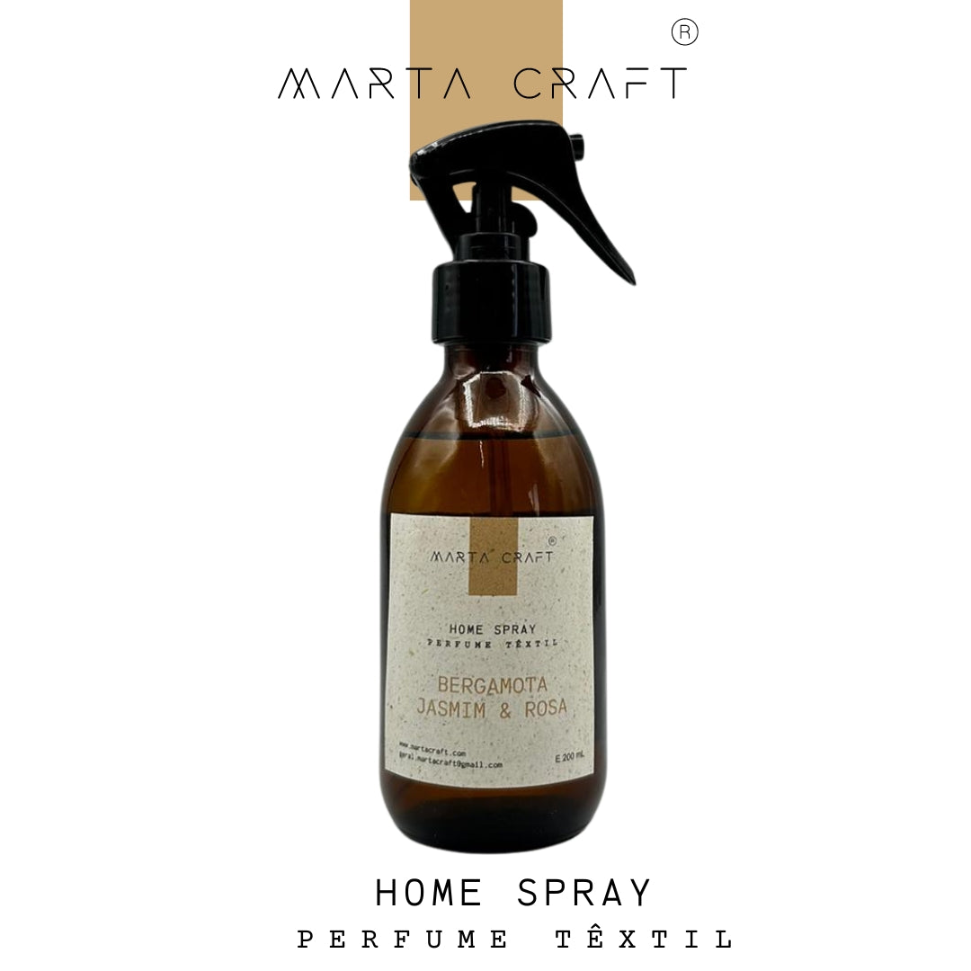 Home spray |Perfume Têxtil - Bergamota Jasmim & Rosa | 200 mL
