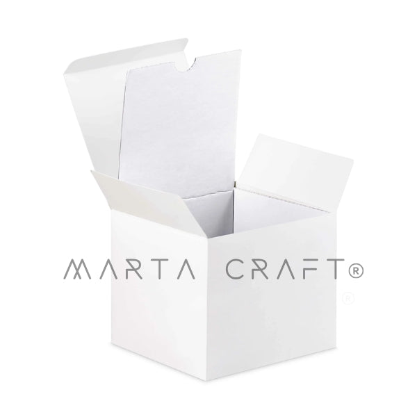 Caixas de papel couché com revestimento canelado | Branca | 86*86*73 mm