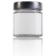 Boião Vidro - Frasco DELUXE Vidro 106ML/ 212ML/314ML + Tampa Alta Prateada