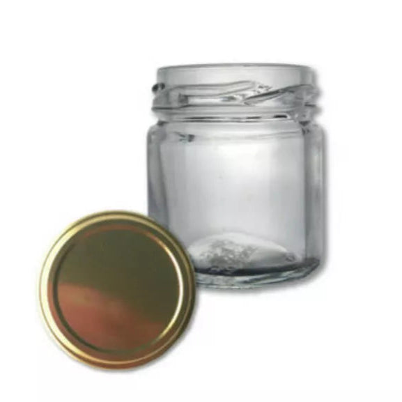 Boião Vidro Transparente 40 ml + Tampa Dourada (Monodose)