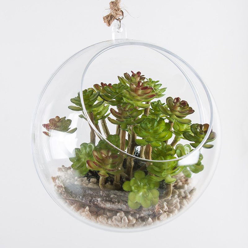 Bola de plástico com recorte, 2 peças, 10cm ø abertura ø6cm, cristal