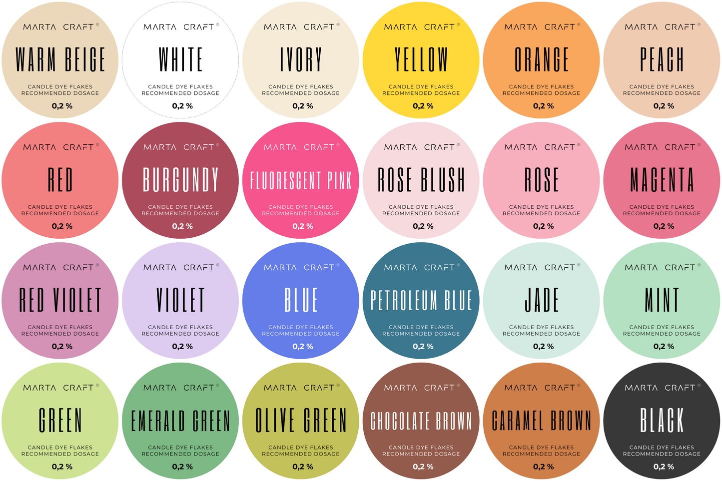 ♡ Candle Dye Flakes 24 colors