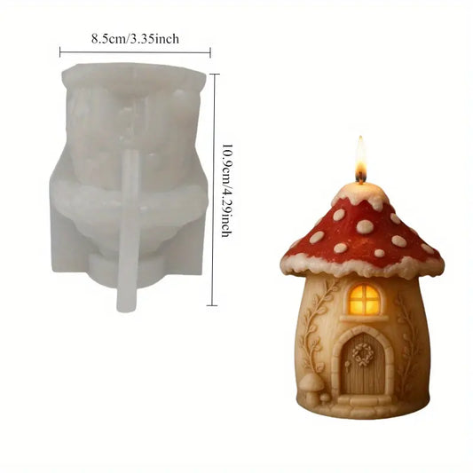 V007MS Molde Silicone Vela Casa de Cogumelo