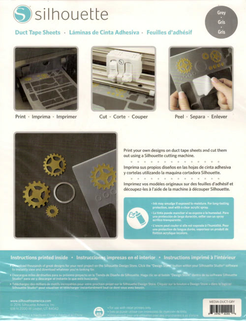 Folhas de fita adesiva (CINZA 5 folhas)- SILHOUETTE Printable Duct Tape Sheets