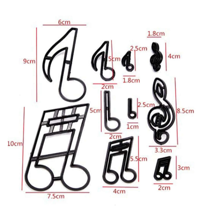BISC018 -Conjunto cortador de biscoitos fondan Notas Musicais