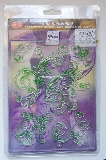 Redemoinhos florais Carimbos de silicone para scrapbooking, confecção de cartões Viva Decor 400300700