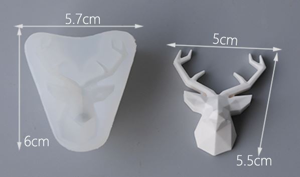 AN031MS- Animal Cabeça de Veado Geométrico Molde de Silicone