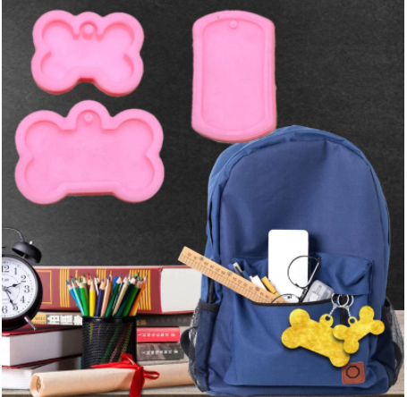 AN037MS- Osso grande/ pequeno Medalha pingente Cão - Molde de Silicone