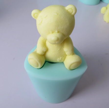 AN075MS - Animal, Ursinho forma fofa 3d de urso de pelúcia - Molde de Silicone