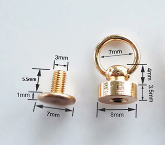 APM037 – 5 pçs/lote 3D Pingentes rebite 8mm Ouro, cabeça redonda