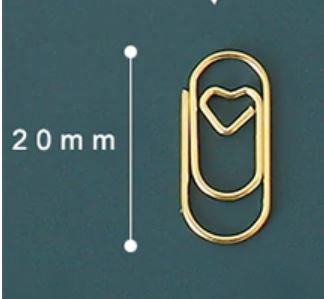 APM045 - 25 pçs/saco mini coração ouro rosa ouro cor clipe bookmark binder clipe acessórios do escritório clipes