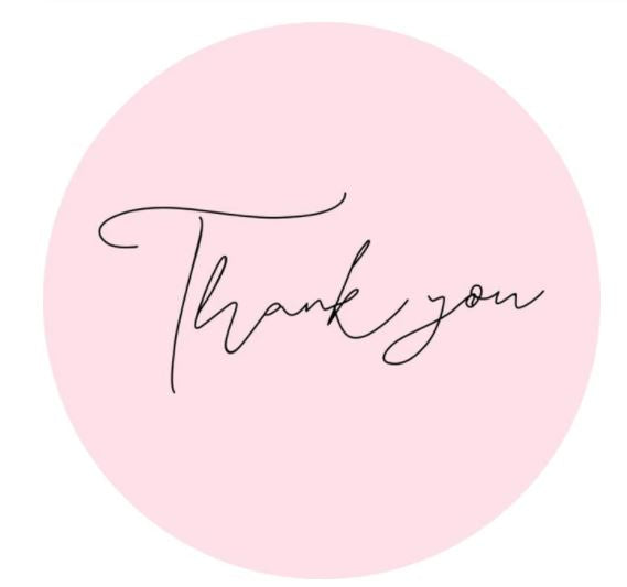 AT016 - Folha com 12 Autocolantes Cor de Rosa Thank you