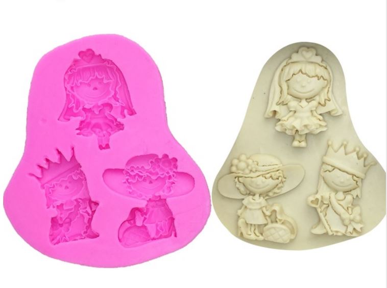 B006MS - Set 3 Menina + Noiva + Princesa - Molde de Silicone