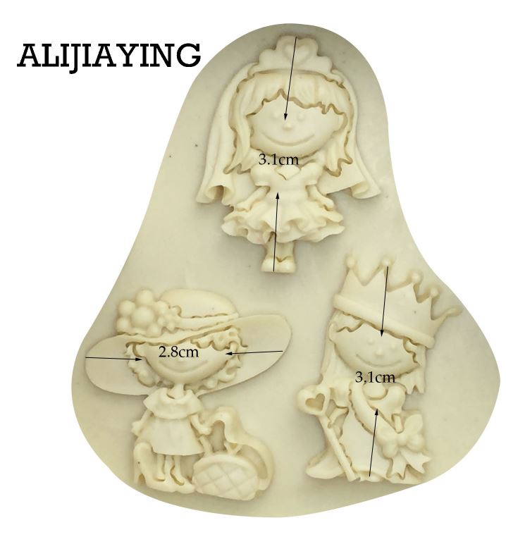 B006MS - Set 3 Menina + Noiva + Princesa - Molde de Silicone