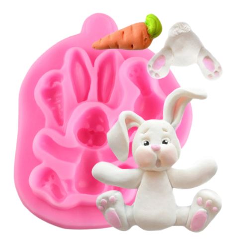AN013MS -Coelho 3d silicone molde Biscuit