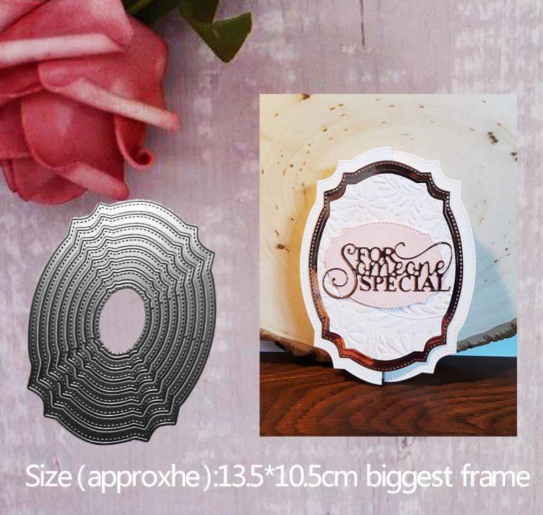 BS080 - 8 Pcs Escalopado Moldura - Metal Die Cut