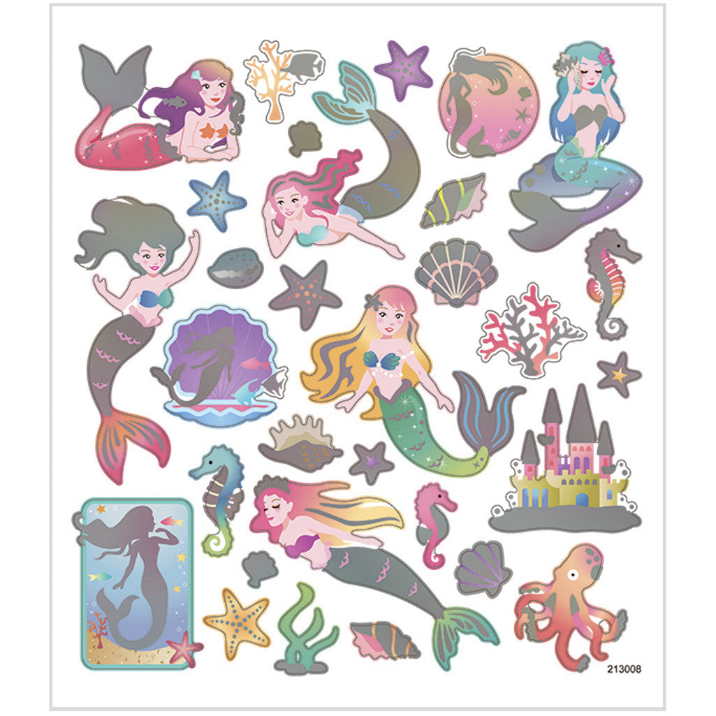 Creativ 29170, Autocolantes, folha 15x16,5 cm, aprox. 32 peças, sereias, 1 folha