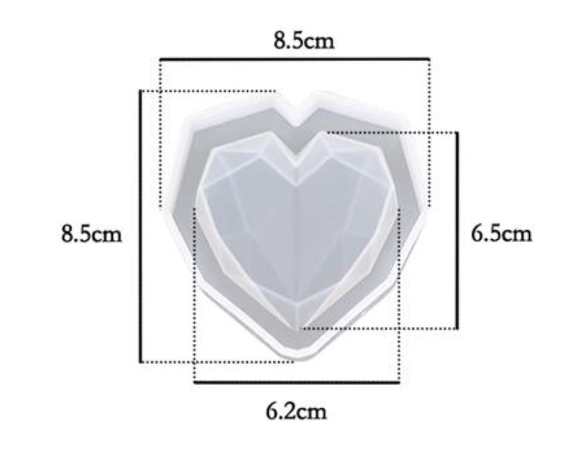 CA003MS - Coração Forma Geométrica - Molde Epóxi